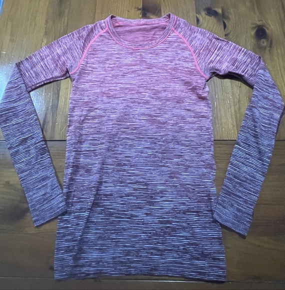 Lululemon Athletica Women's Red Gray Ombre Swiftly Tech Long Sleeve Top Size 6 - Picture 1 of 5